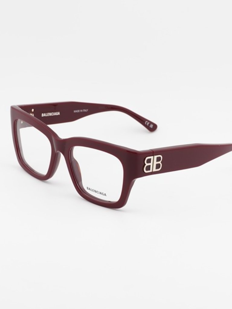 Balenciaga Bb0325o 004 Eyeglasses Burgundy 52mm Square Frame